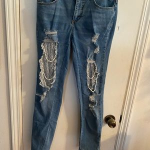 VENUS white pearls and lace jeans size 6 gorgeous!